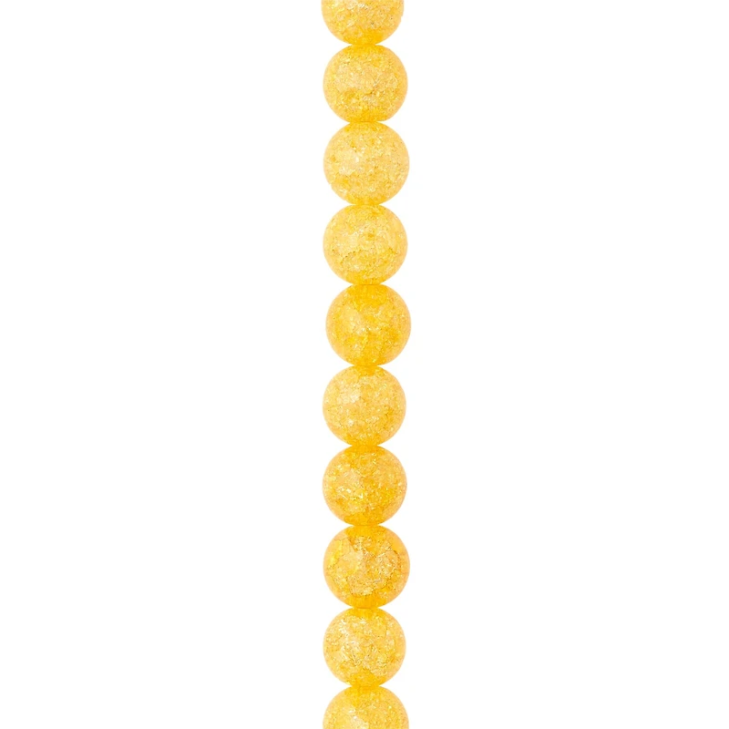 12 Pack: Yellow Crackled Quartzite Round Beads, 10mm by Bead Landing™