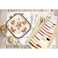 LetiStitch Pied Hens Counted Cross Stitch Kit