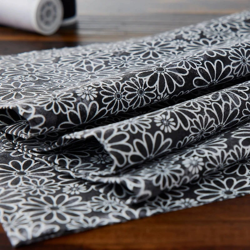 Fabric Traditions Black Tonal Daisies Cotton Fabric