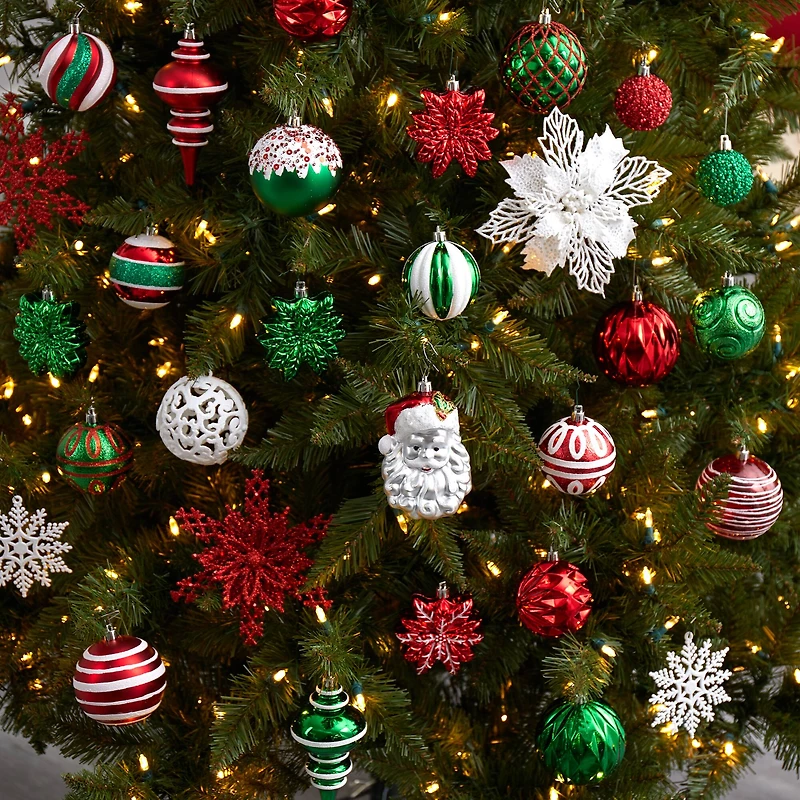 70ct. Holiday Deluxe Shatterproof Christmas Tree Ornament Box Set