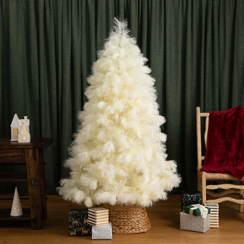 6ft. Unlit Off-White Pampas Grass Artificial Christmas Tree