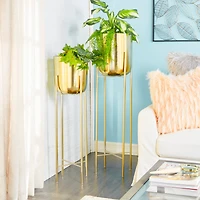 CosmoLiving by Cosmopolitan Gold Metal Glam Planter Set, 39" & 46"