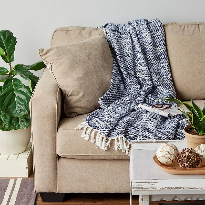 DII® Blue Tone Diagonal Stripe Acrylic Throw