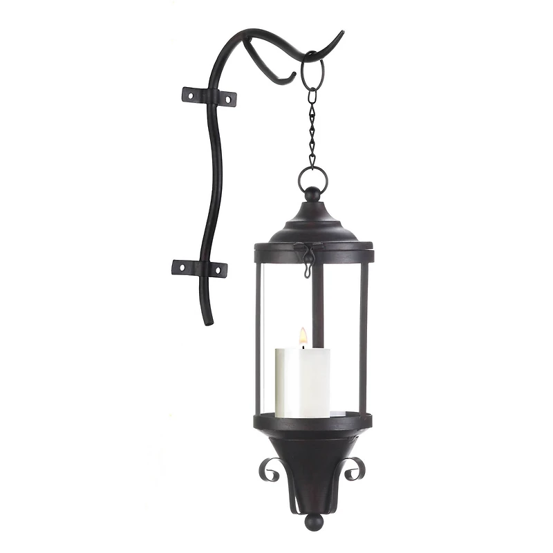 21" Black Metal Hanging Lantern
