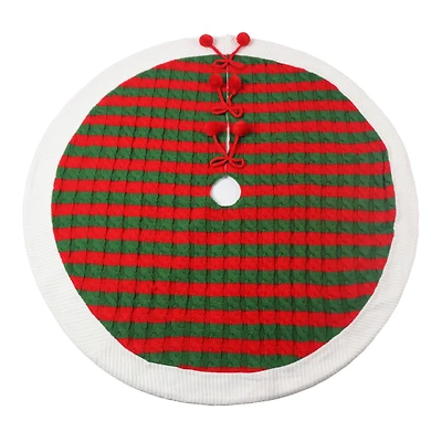 4ft. Red & Green Cable Knit Stripes Tree Skirt by Ashland®