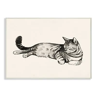 Stupell Industries Sleeping Striped Cat Minimal Relaxed Pet Wall Plaque