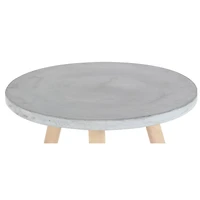 Gray Fiber Clay & Beech Wood Contemporary Accent Table