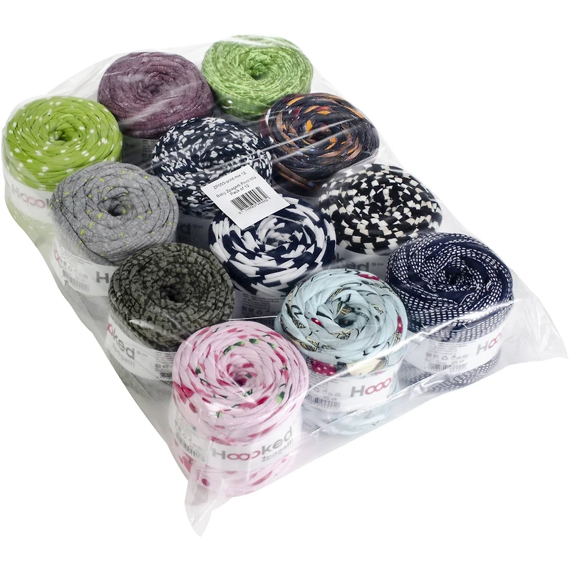 12 Pack: Hoooked Baby Zpagetti Print Mix Yarn Set