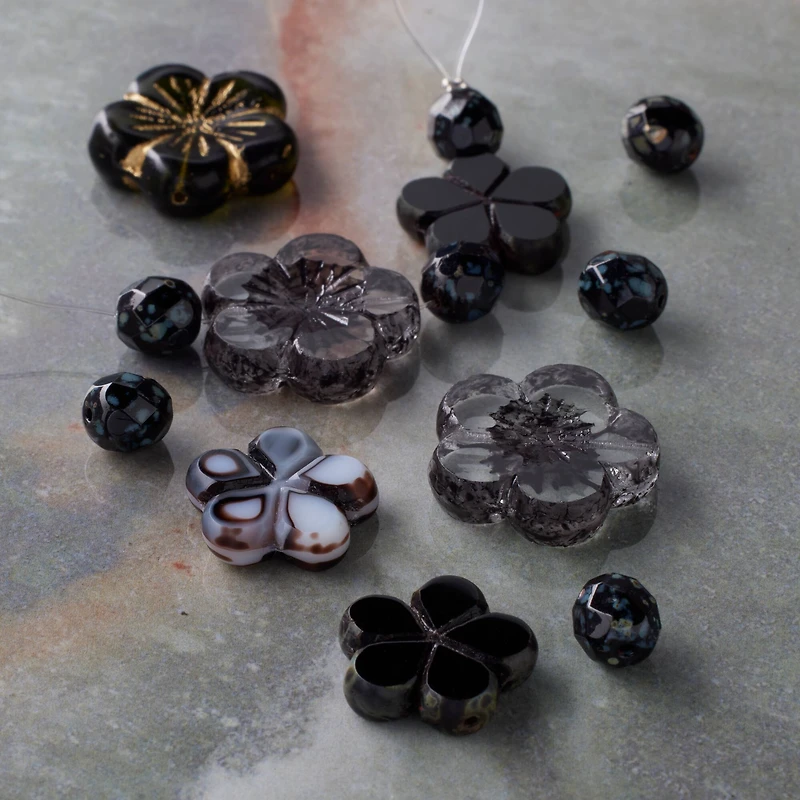 Black Tea Czech Glass Flower Bead Mix by Bead Landing™
