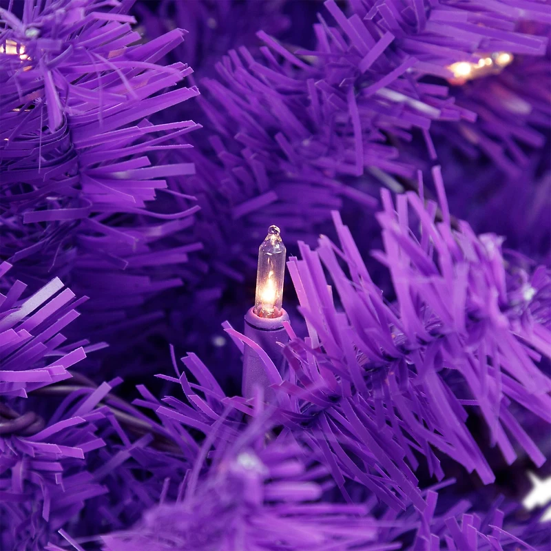 4ft. Pre-Lit Medium Purple Pine Artificial Christmas Tree, Clear Lights