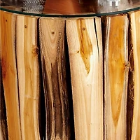 18" Brown Rustic Teak Wood Accent Table