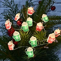 18ct. Warm White LED Hot Cocoa Snowflake Mug String Lights on Silver Wire by Ashland®
