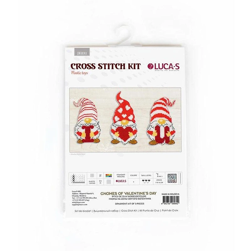 Luca-S Gnomes Of Valentine's Day Plastic Canvas Counted Cross Stitch Kit