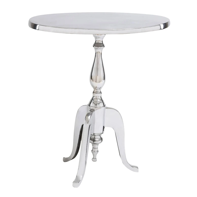 22" Silver Aluminum Traditional Accent Table