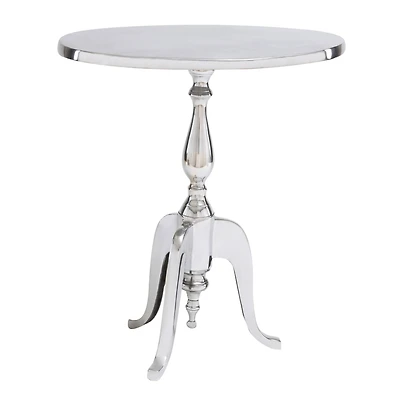 22" Silver Aluminum Traditional Accent Table