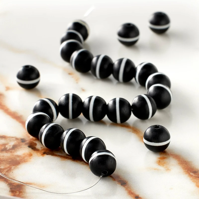 Black & White Dyed Agate Round Beads, 7.5mm by Bead Landing™