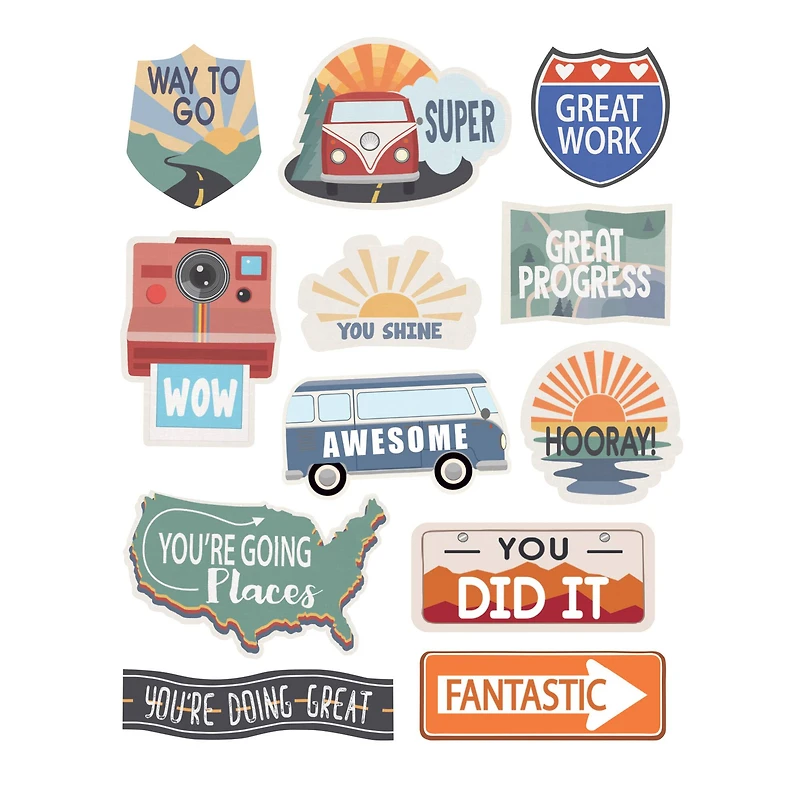 Teacher Created Resources® Moving Mountains Road Trip Stickers, 12 Packs of 72 each