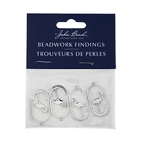 John Bead Silver Flamingo Pendants, 4ct.