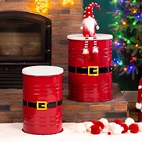 Glitzhome® Christmas Metal Santa Belt Storage Container Set