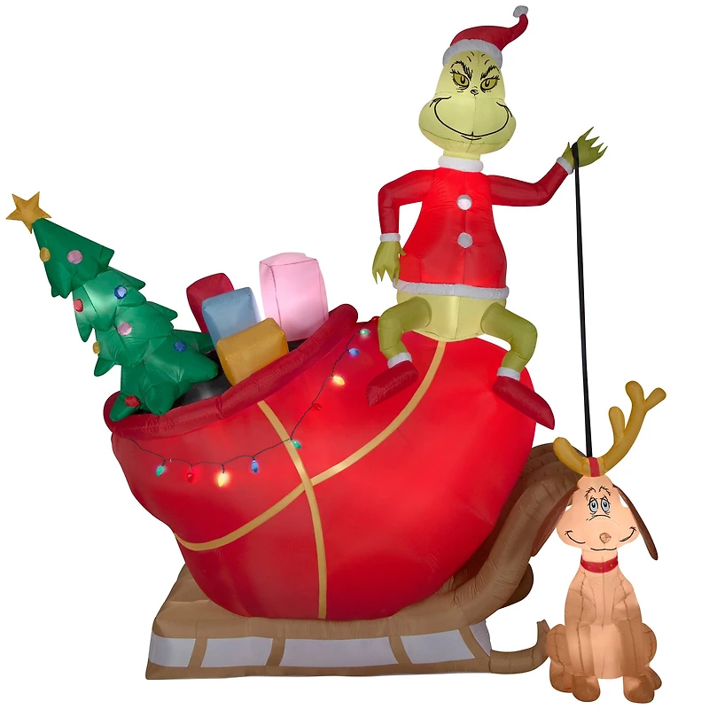 12ft. Airblown® Inflatable Grinch & Max in Sleigh Colossal Scene