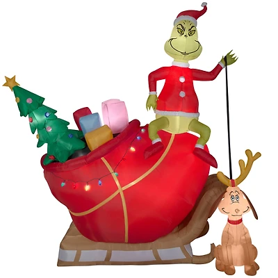 12ft. Airblown® Inflatable Grinch & Max in Sleigh Colossal Scene