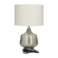 Champagne Linen Transitional Table Lamp, 21" x 13" x 13"