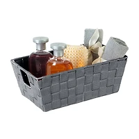 Simplify Small Gray Woven Storage Shelf Bin