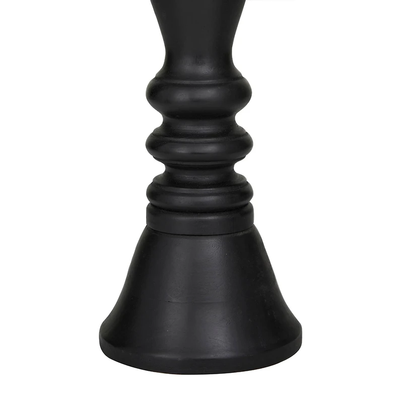 Turned Wood Pillar Candle Holder Set