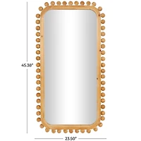 24" x 45" Brown Wood Wall Mirror with Beaded Frame