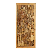 Rectangular Brown Wood Totem Face Wall Art, 32" x 14" x 2"