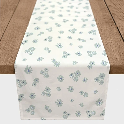 90" Daisy Pattern Cotton Twill Table Runner