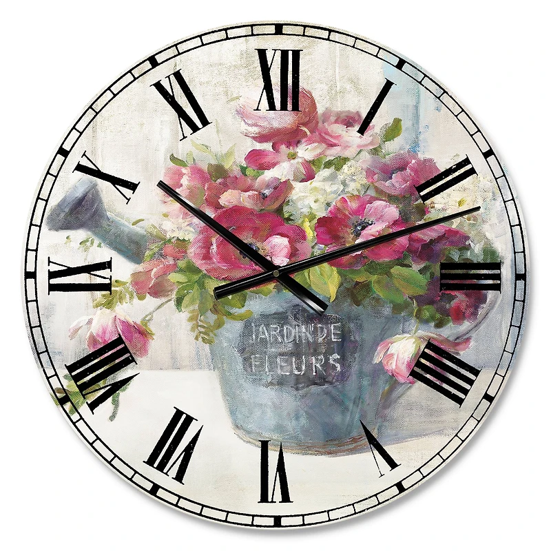 Designart Maison Des Fleurs I Farmhouse Wall Clock