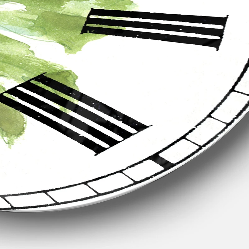 Designart 'Mixed Botanical Green Leaves V Farmhouse Wall Clock