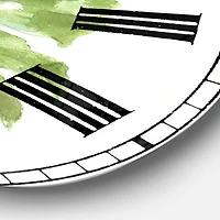 Designart 'Mixed Botanical Green Leaves V Farmhouse Wall Clock