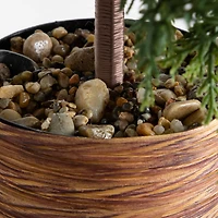 2ft. Artificial Down Swept Cedar Christmas Tree with Pinecones in Rustic Decorative Planter