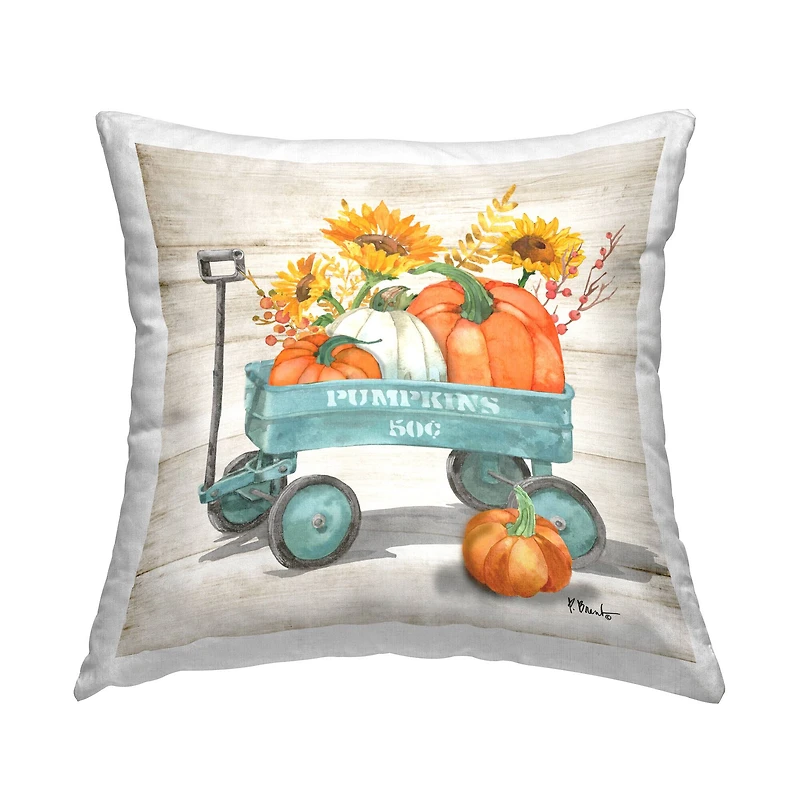 Stupell Industries Pumpkins Harvest Wagon Decorative Printed Throw Pillow