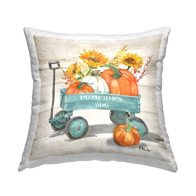 Stupell Industries Pumpkins Harvest Wagon Decorative Printed Throw Pillow