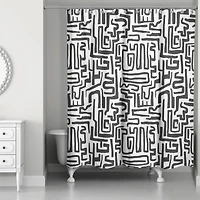Black Maze Lines 71" x 74" Shower Curtain