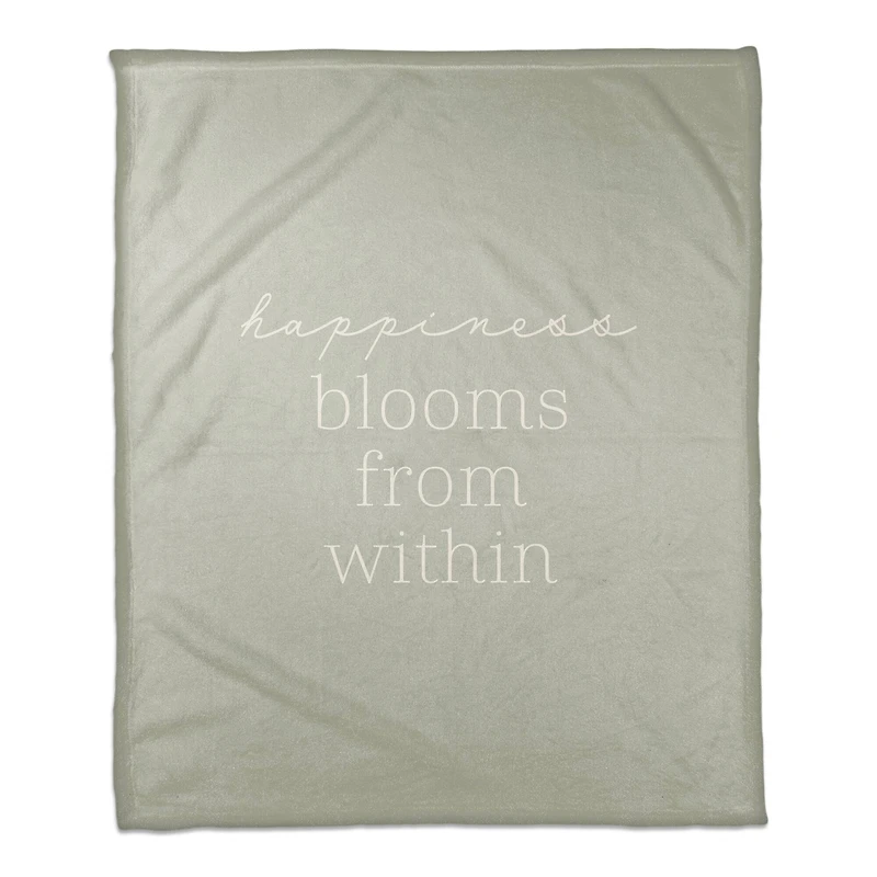 50" x 60" Sage Happiness Blooms From Within Coral Fleece Throw Blanket