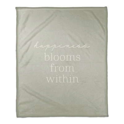 50" x 60" Sage Happiness Blooms From Within Coral Fleece Throw Blanket