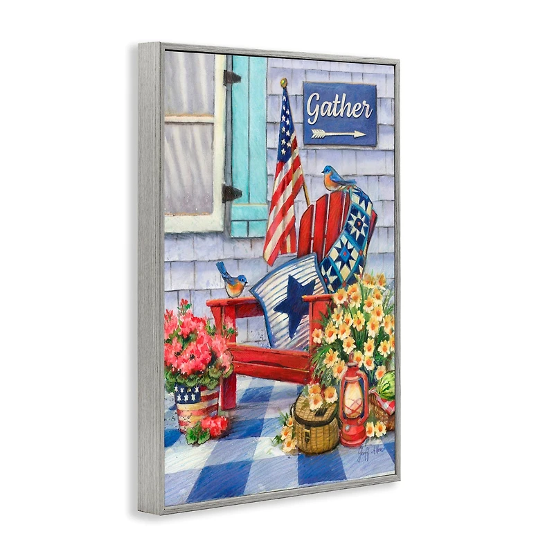Stupell Industries Patriotic Porch View Framed Giclee Art