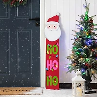 Glitzhome® 4.5ft. Wooden Santa Porch Sign with Fabric Dangling Legs