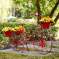 Glitzhome® 25.98" Red Metal Bicycle Planter