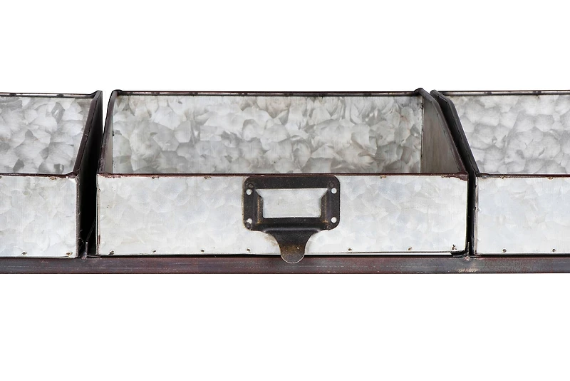 Hello Honey® 46" Rustic Farmhouse Galvanized Metal 4-Tier Cart with 6 Storage Bins