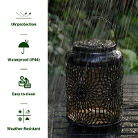 Glitzhome® 8.75" Metal Cutout Solar Powered Hanging Lantern Set