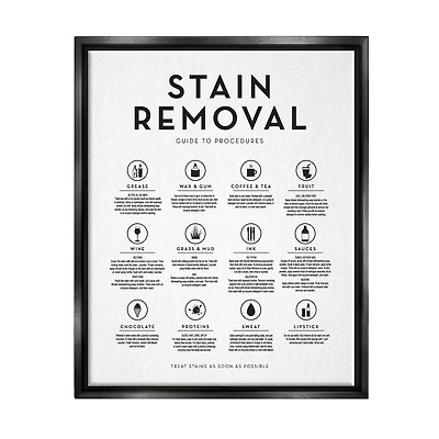 Stupell Industries Laundry Stain Removal Guide Helpful Symbols Chart Framed Floater Canvas Wall Art