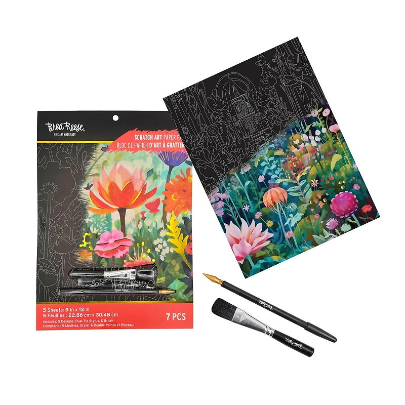 Brea Reese™ 9" x 12" Painted Florals Scratch Art Paper Pad
