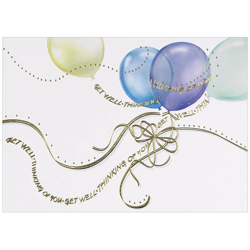 JAM Paper 5.625" x 7.875" Get Well Balloons Sympathy Cards & Envelopes, 25ct.