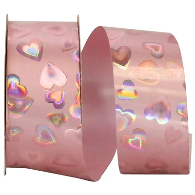 Reliant 1.375" x 25yd. Holo Heart Plastic Ribbon