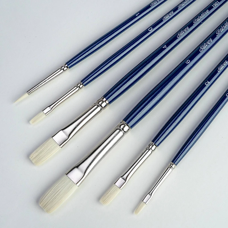Silver Brush Limited Bristlon Flat Brushes, Set of 6